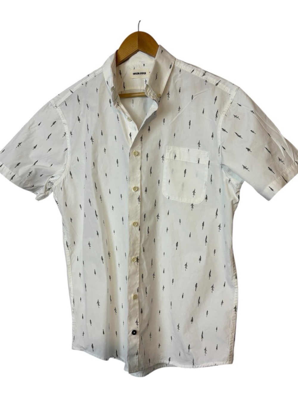 Taylor Stitch Short Sleeve Jack Tree Top Poplin Button Down Shirt Sz US L EU 42 - Picture 4 of 7